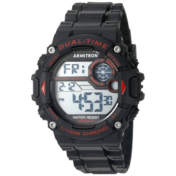 Armitron Sport Men's 40/8356RED Red Accented Digital Chronograph Black Resin Strap Watch
