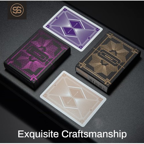 SLOWPLAY 100% Plastic Playing Card Set, 2 Decks (Purple & Gold), Jumbo Index, Poker Size, Superior Flexibility and Durability, Waterproof & Washable, Professional Playing Cards for Texas Hold’em Poker