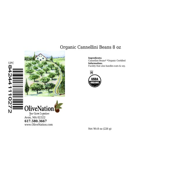 OliveNation Organic Cannellini Beans, Dry White Kidney Beans, Non-GMO, Gluten Free, Vegan - 8 ounces