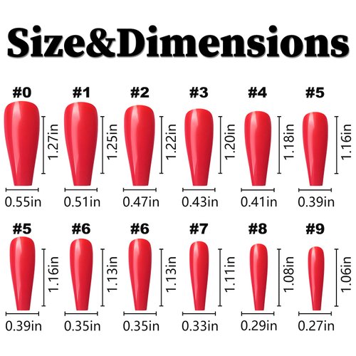 Lifextol 120pc Coffin Press on Nails Medium Length Colored Long Ballerina Red Fake Nails Full Cover Acrylic Tips False Artificial Fingernails Presson Nails for Women Girls