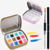 Fcozpjk Nail Art Palette, 2PCS Gel Nail Polish Palette Box with Disposable Nail Art Palette Papers Nail Gel Brush Pen, Sequins Glitter Powder Color Gel Mixing Tool Manicure Polish Container Box