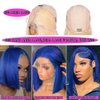 Pre Plucked 13X4 Straight Blue Bob Wig Human Hair HD Lace Frontal Wigs With Baby Hair Natural Hairline 100% Unprocessed Human Hair HD Transparent Lace Frontal Blunt Cut Blue Bob Wigs For Black Women