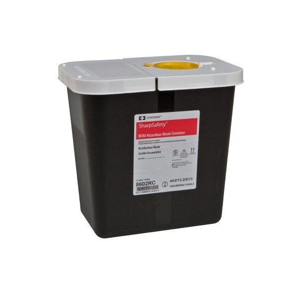 Covidien SharpSafety RCRA Waste Container 8602RC, 2 Gallon, 10 H X 10-1/2 W X 7-1/4 D Inch