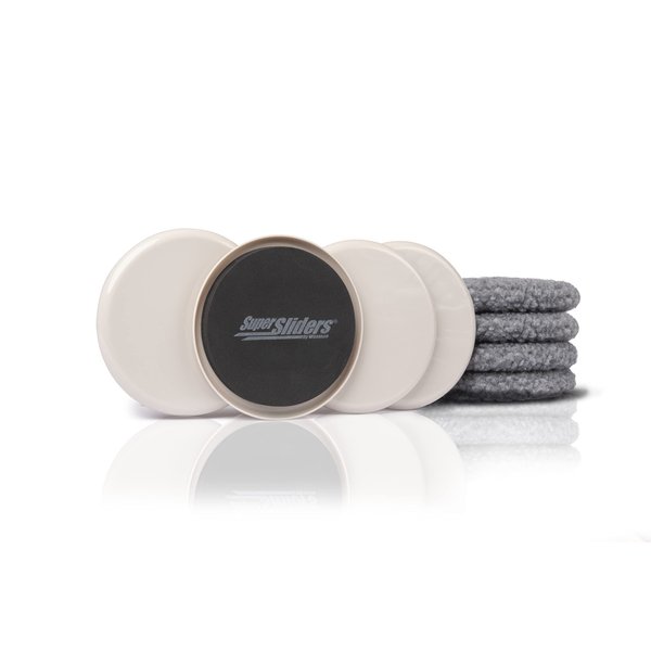 Super Sliders Reusable 2-in-1 Furniture Sliders, Beige (4 Pieces) with Hardwood Socks