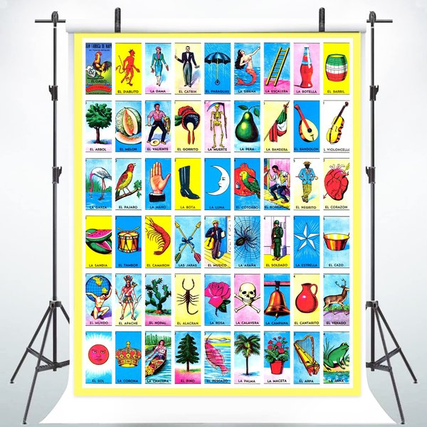 QYIMLI 5 x 7ft Mexico Cards Backdrop Mexico Party Theme Decorations Mexican Party Supplies Photography Banner