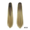 iLUU Claw Clip on Ponytail Synthetic Hair 24" 130g Ombre Color #8 Light Brown to #25 Light Blonde Straight Clip in Pony Tail Ponytails Hair Extensions with Jaw Claw Attachment for Women Girls Lady