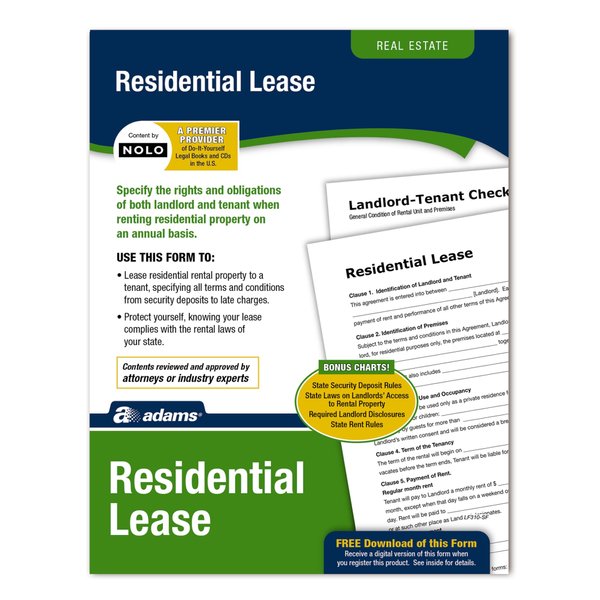 Adams Residential Lease, Forms and Instructions [Print and Downloadable] (LF310)