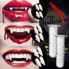 TLPUHU Vampire Teeth Halloween - 6 Pairs 3 Sizes Kids Vampire Fangs for Cosplay, Vampire Accessories Party Cosplay Props Vampire Decor Sharp Fake Teeth with Glue for Vampire