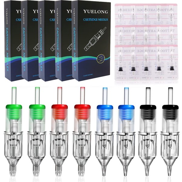Tattoo Cartridge Needles - Yuelong 100PCS Assorted Tattoo Needle Cartridges with Membrane Standard Round Liner Shader Magnum 3rl 5rl 7rl 9rl 3rs 5rs 7rs 9rs 7m1 9m1 for Tattoo Artists