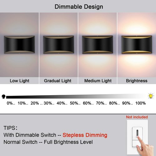 Lightess Modern LED Wall Sconce Indoor Up Down Wall Lamp Dimmable Wall Lights 12W Hallway Wall Lighting for Living Room Bedroom Stair, Warm White