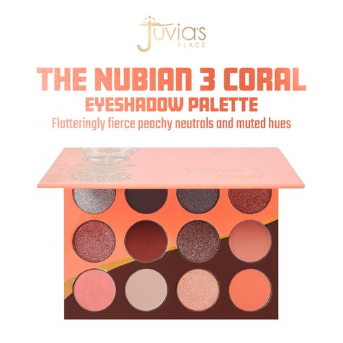 Juvia's Place The Nubian 3 Corals - Peachy, Shades of 12, Neutrals Eyeshadow Palette, Professional Eye Makeup, Pigmented Eyeshadow Palette, Makeup Palette for Eye Color & Shine