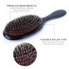 Boar Bristle Hair Brush Mix with Nylon, Hair Extension Natural Boar Bristle for Women and Men, Chrome,Silver (black)
