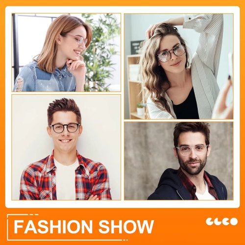 IBOANN Blue Light Blocking Glasses W/Gaming/Night Vision Cilps 4 Pack Round Fashion Retro Frame Eyewear-Anti 99.9% UV ray