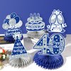 8Pcs Blue 40th Birthday Decorations Navy Blue Silver Happy 40th Birthday Table Honeycomb Centerpieces for Table Decor 40th Birthday Table Topper for Men Women 40th Birthday Anniversary Party Supplies
