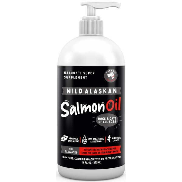 Pure Wild Alaskan Salmon Oil for Dogs & Cats - Relieves Scratching & Joint Pain, Improves Skin, Coat, Immune & Heart Health. All Natural Omega 3 Liquid Food Supplement for Pets. EPA + DHA Fatty Acids