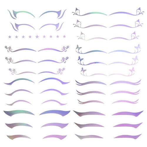 GOMAKERER 8 Pcs Eye Shadow Stickers, 8 Styles Purple Gradient Eyeliner Stickers Holographic Face Stickers Laser Eye Tattoo Stickers for Music Festivals Nightclubs Halloween Carnivals Birthday Party