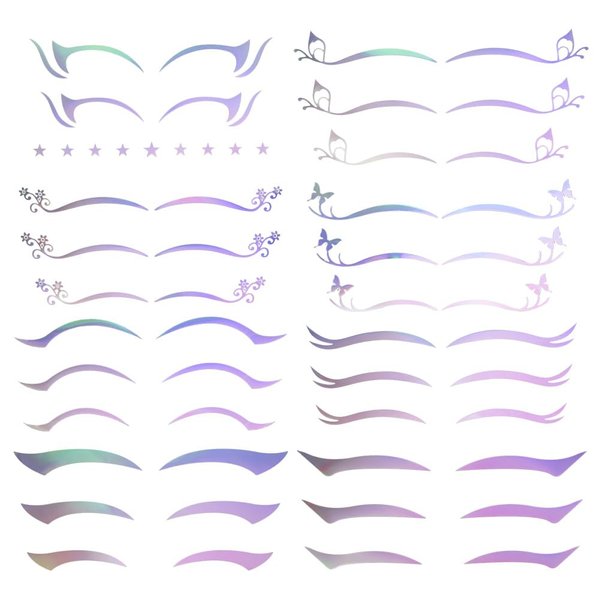 GOMAKERER 8 Pcs Eye Shadow Stickers, 8 Styles Purple Gradient Eyeliner Stickers Holographic Face Stickers Laser Eye Tattoo Stickers for Music Festivals Nightclubs Halloween Carnivals Birthday Party