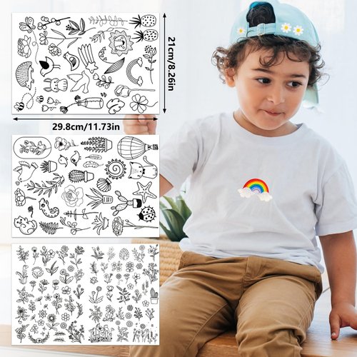 125 PCS Embroidery Stabilizers Patterns Water Soluble Hand Sewing Stabilizers Stick and Stitch Designs Embroidery Transfer Paper with Flower for Hand Sewing Lover