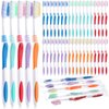 Newtay 50 Pieces Individually Wrapped Toothbrushes Manual Disposable Travel Toothbrush Medium Soft Bristle Tooth Brush Travel Toothbrushes for Hotel, Guest, Adults, Kids, Multi Color
