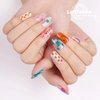 LabTabBa Semi Cured Gel Nail Strips 20pcs Glaze Semi Cured Gel Nail Stickers Salon Quality DIY Nail Stickers with Glossy Gel Finishing Easy Press on Nail Wraps Work with Any Nail Lamp