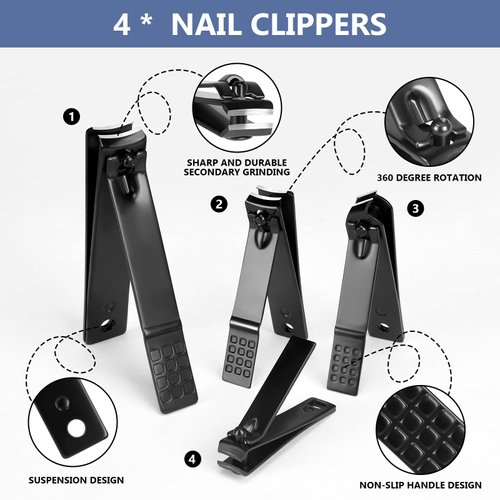 Manicure Set, Professional Nail Clippers Pedicure Kit 26 Pieces Nail Care Tools for Travel & Grooming (Black)