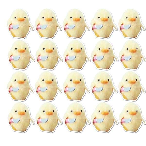 Duck with Knife Peep Meme Stickers 4" - 20 PCS Vinyl Decal Set for Water Bottles, Laptops, Phones