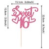 1 PCS Sweet 16 Cake Topper with Heart Glitter Hello 16 Happy 16th Birthday Cake Pick Cheers to 16 Years Old Cake Decorations for Happy 16th Birthday Anniversary Theme Party Supplies Pink