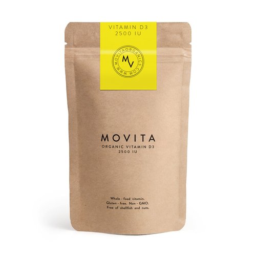 Movita Certified Organic Vitamin D3 2500IU - Fermented Whole Foods, Vitamins, and Minerals - Organic, Vegan-Friendly, Gluten-Free, & Non-GMO - 30 Day Supply