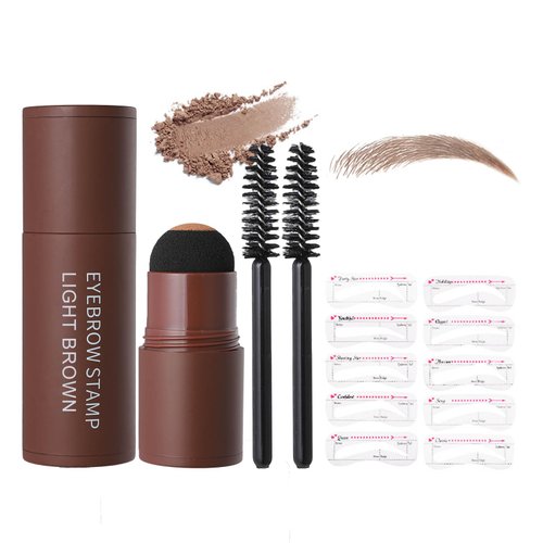 G G Colors Eyebrow Stamp Stencil Kit - Eye Brow Stamping Kit, One Step Brow Trio Stamp Kit, Eyebrow Powder with 10 Reusable Eyebrow Stencils Kit