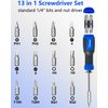 Tcwous Multi Bit Screwdriver Set, 13 in 1 Screw Driver Set Kit with 1/4" Nut Driver and Flat Head, Phillips, Security Torx, Hex, Square, All in One Pocket Screwdriver, Multitool Repair Tool Set