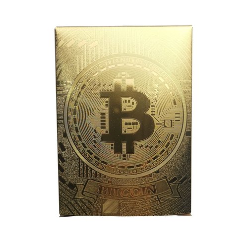 Rich Life Style Bitcoin Waterproof Gold Playing Cards with Commemorative Bitcoin Encased in Protective Plastic