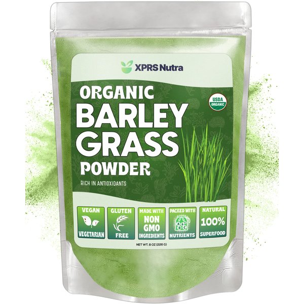 XPRS Nutra Organic Barley Grass Powder - 8 Ounce Premium Barley Powder Rich in Antioxidants, Amino Acids and Protein - Barley Green Superfood for Immunity
