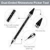 Erinde Rhinestone Picker Tool Diamond Gems Painting Pen Acrylic Crystal Beads Handle Rhinestones Applicator Dual-Ended Manicure Nail Art DIY Decoration Tool with 2 Extra Wax Tips (Black)