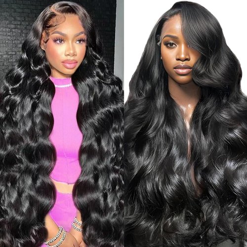 JTMMP 26 Inch 13x6 Lace Front Wigs Human Hair 200% Density Body Wave Lace Front Wigs Human Hair HD Transparent Human Hair Lace Front Wigs for Black Women Glueless Wigs Human Hair Wigs Natural Color