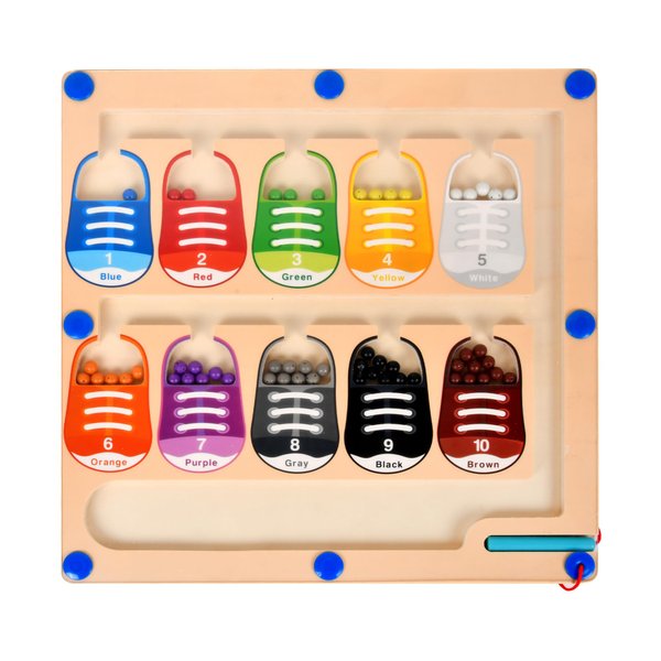 WNWL Magnetic Puzzle Magnetic Color Maze, Fine Motor Skills，Learn Counting Puzzle Activity Boards for Toddlers and Children Boys and Girls Preschool 3+ Kids, Maze Board Game Puzzle Toys (Shoes)