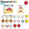 PicassoTiles Magnet Cube Farm House Theme Mix and Match Building Block Construction Toy Barn with 5 Magnetic Cubed Character Action Figure STEM Learning Education Sensory Pretend Play Kid Age 3+ PMC03