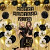 Happy New Year Banner 2025, DIY Black & Gold Glitter New Years Decorations 2025 | Happy New Year Eve Party Supplies Bunting Banner | Happy New Years NYE Decorations Sign for Home, Garden, Party Favors
