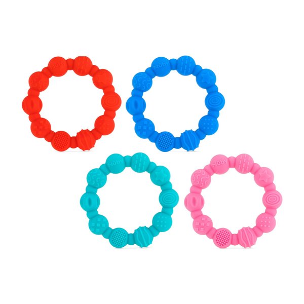 Nuby 100% Silicone Teether Ring, 3 Months + Colors May Vary