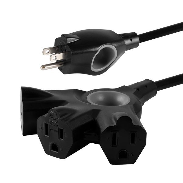 Philips EZGrip Extension Cord, 8 Ft, 3-Outlet, Indoor/Outdoor, Grounded, 16 Gauge, Black, SPC3083EZ/37