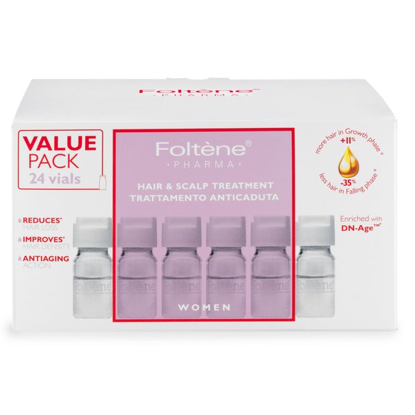 FOLTENE Hair & Scalp Treatment for Women (New Packaging) – Tricalgoxyl Hair Loss Solution for Thicker, Stronger Locks – Revolutionary Hair Growth Formula (24 Vials) Value Pack