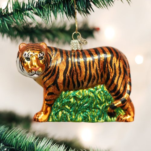 Old World Christmas Ornaments: Wildlife Animals Glass Blown Ornaments for Christmas Tree, Tiger