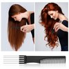 2pcs Black Metal Prong Pick Combs Parting for Women, Double-Head Parting Teasing Comb with Metal Pick Fork Comb Tool Hair Picking Comb for Hair Styling Salon Thick Thin Hair