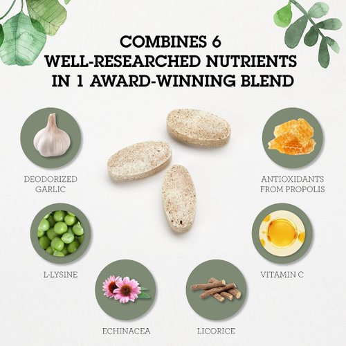 Quantum Health Super Lysine+ / Advanced Formula Lysine+ Immune Support with Vitamin C, Echinacea, Licorice, Propolis, Odorless Garlic (180 Tablets), Packaging may vary