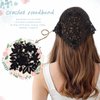 Acenail Crochet Hair Bandana Women Floral Hair Scarfs Knitted Bandana Headbands Tie Back Head Kerchief Headband Wide Elastic Knit Head Wraps Boho Summer Hair Accessories for Women and Girls (2Pcs)