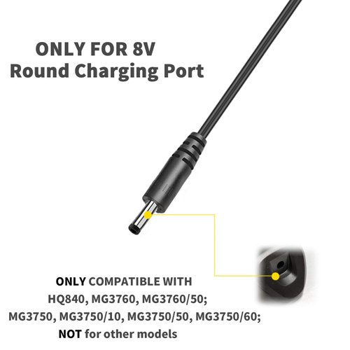 VIFOCUFY Charger Power Cord Fits for Philips Norelco Multigroom Trimmer MG3760 MG3750 8V UL Listed AC Adapter Charger for MG3750/10 MG3760/50 HQ840 Power Supply Replacement