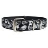 Black Genuine Leather Silver Print Dog Collar 20"x1.25" Fits 14"-18.5" Neck