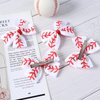 4PC Baseball Hair Bow Clips for Baby Girls Women 4 Inch White Softball Cheer Hair Accessories