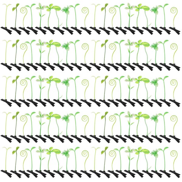 Tigeen 100 Pieces Bean Sprout Hair Clip Funny Plant Hairpins Little Grass Sprout Clips Flower Butterfly Mushroom Hair Accessories Barrettes Headwear for Women Girls Party
