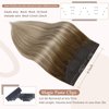 Fshine Secret Extensions Human Hair Invisible Wire Hair Extensions 16Inch Wire Layered Clip in Hair Extensions Human Hair Dark Brown to Ash Brown and Blonde 80Grams Human Hair Clip in Extensions