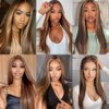 DDSNNT Highlight Ombre Lace Front Wig Human Hair 13x4 HD Straight Lace Front Wigs 180% Density 4/27 Straight Lace Frontal Wigs Human Hair Pre Plucked with Baby Hair